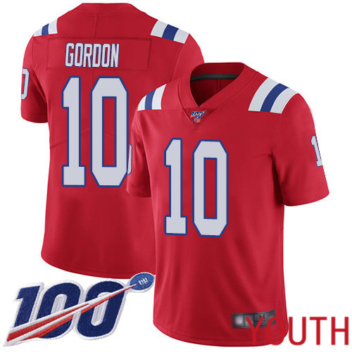 New England Patriots Football #10 Vapor Untouchable 100th Season Limited Red Youth Josh Gordon Alternate NFL Jersey->youth nfl jersey->Youth Jersey